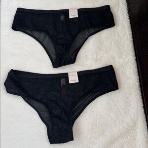 NWT Auden Black Lace Cheeky Panties Size L